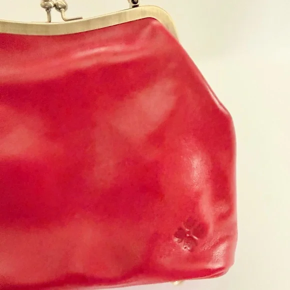 Patricia Nash Laureana Kisslock Small Satchel Bag Red Leather Top Handle Chain - Picture 4 of 10